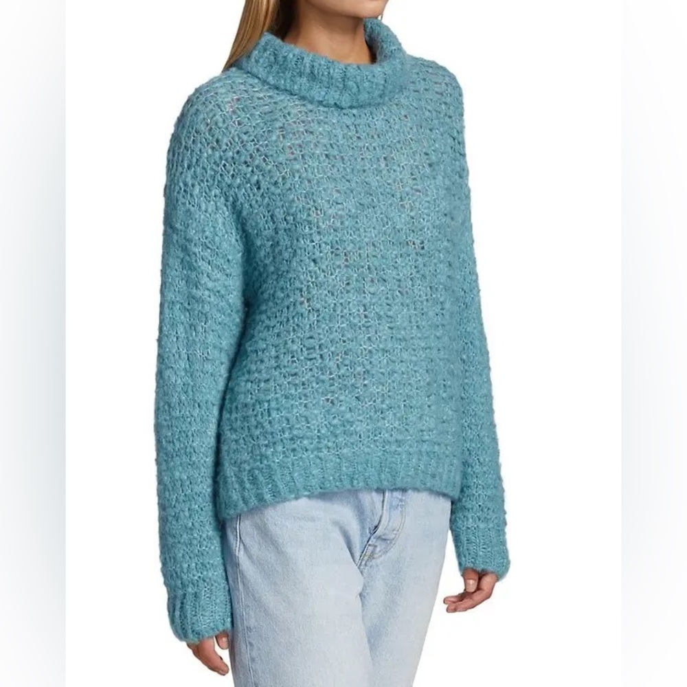 NAADAM Bouclé Alpaca-Blend Turtleneck Sweater - Aqua S